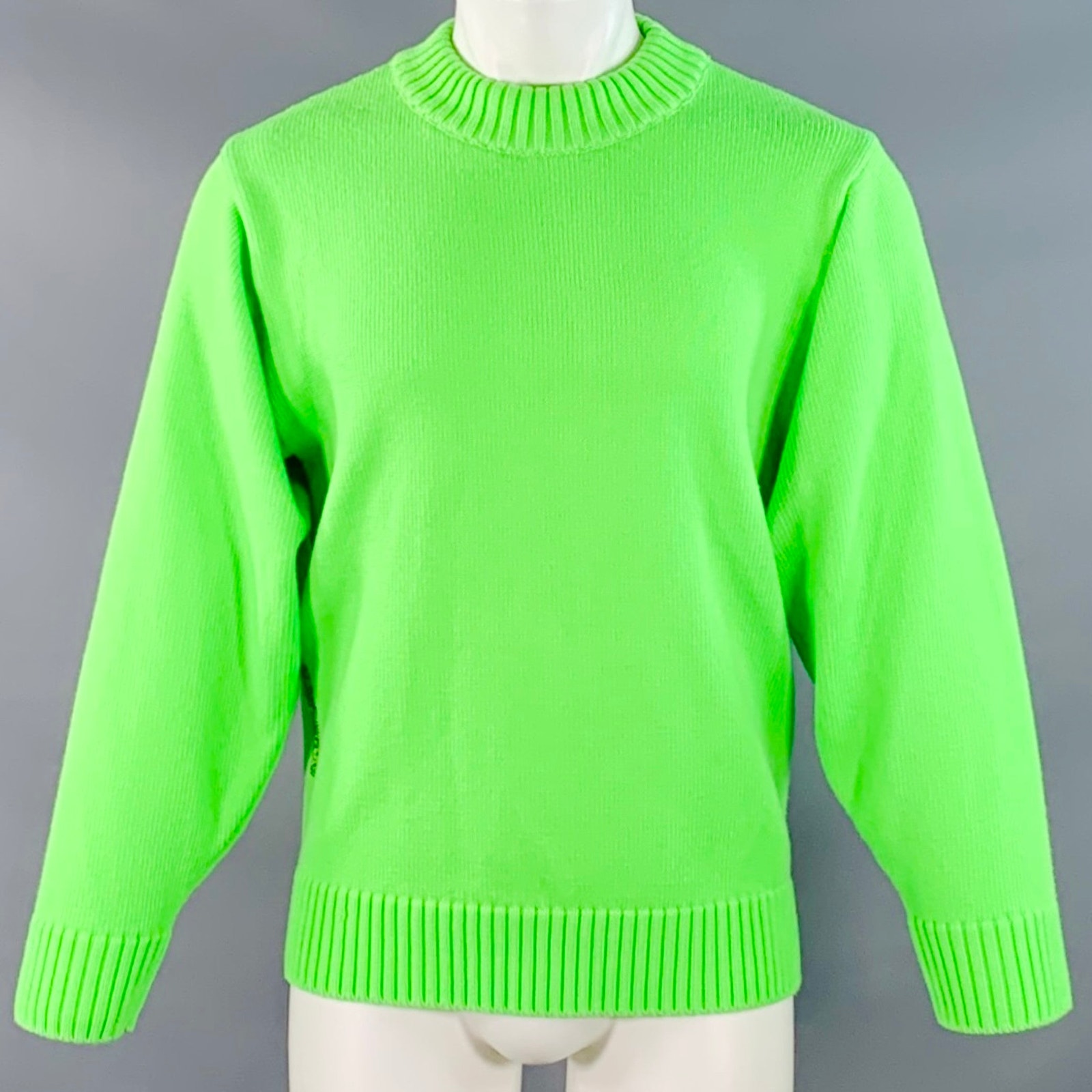 Robyn Lynch Size S Neon Green Merino Wool Cashmere Crew Neck Sweater